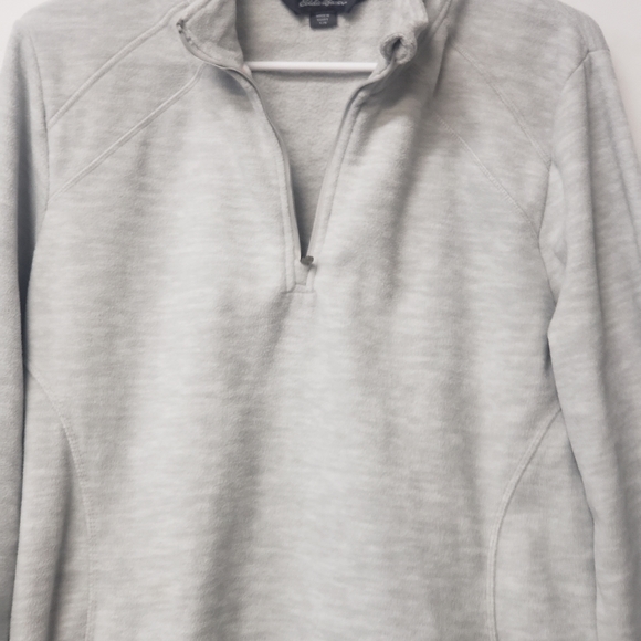 Eddie Bauer Other - Eddie Bauer Mens LG Light Gray 1/4 Zip Fleece Pullover Sweatshirt w/Thum…